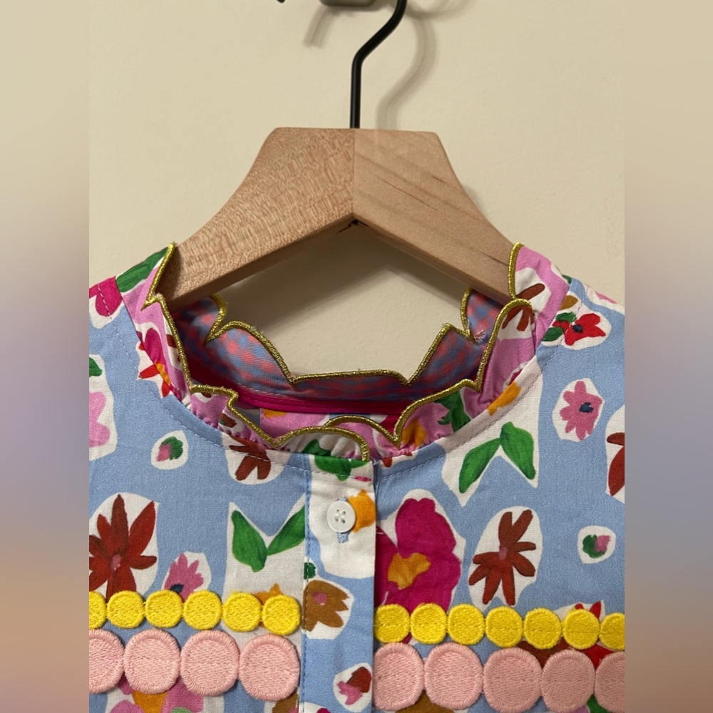 CeliaB Blue Floral Tiered Midi Dress with Multicolor Trim - Picture 7 of 7